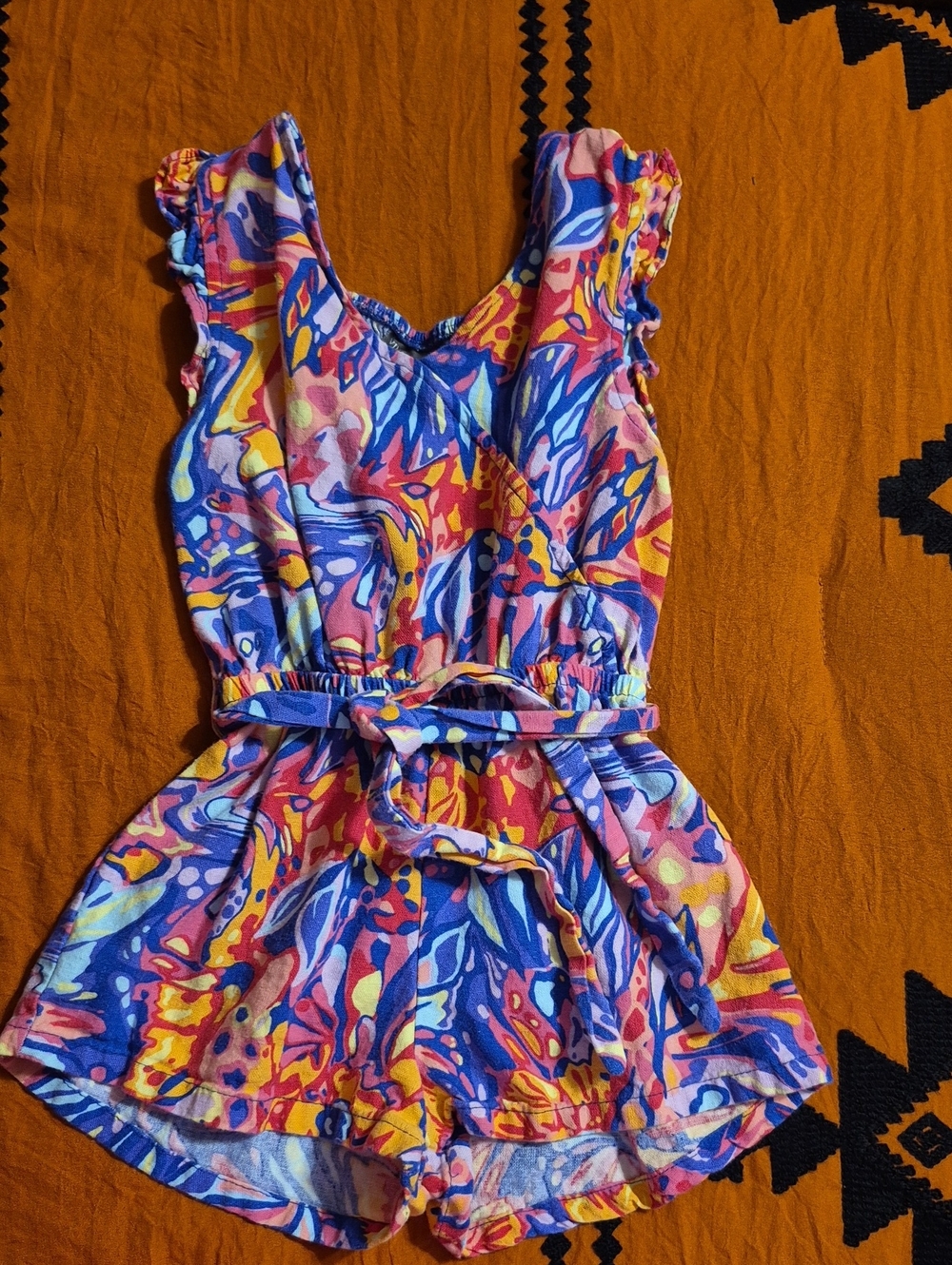 Vince Camuto Multicolor Floral-Print Girls' Romper - Blue & Pink